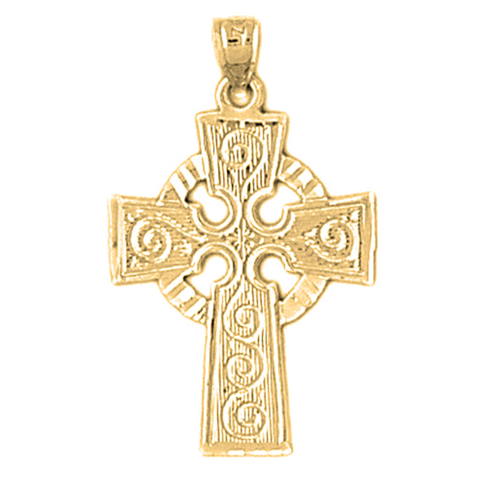 Jewels Obsession 14K Yellow Gold 30mm Celtic Cross Pendant
