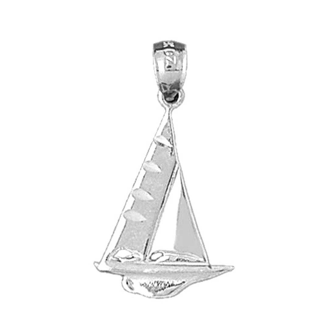 Jewels Obsession 14K White Gold 28mm Sailboat Pendant