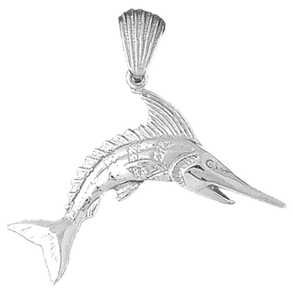 Jewels Obsession 14K White Gold 45mm Marlin Pendant