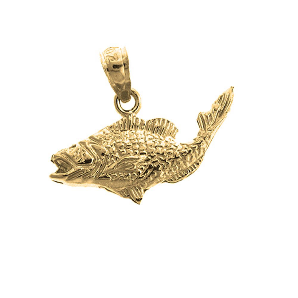 Jewels Obsession 14K Yellow Gold 17mm Bass Pendant