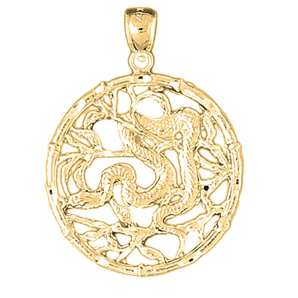 Jewels Obsession 18K Yellow Gold 37mm Chinese Zodiacs - Snake Pendant