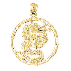 Jewels Obsession 18K Yellow Gold 37mm Chinese Zodiacs - Dragon Pendant