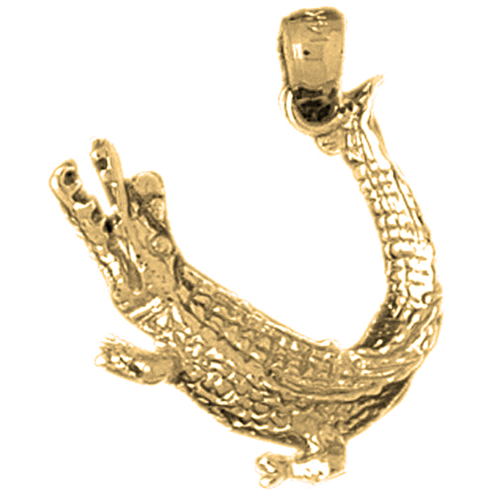 Jewels Obsession 18K Yellow Gold 26mm Crocodile Pendant