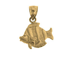 Jewels Obsession 18K Yellow Gold 20mm Tropical Angelfish Pendant
