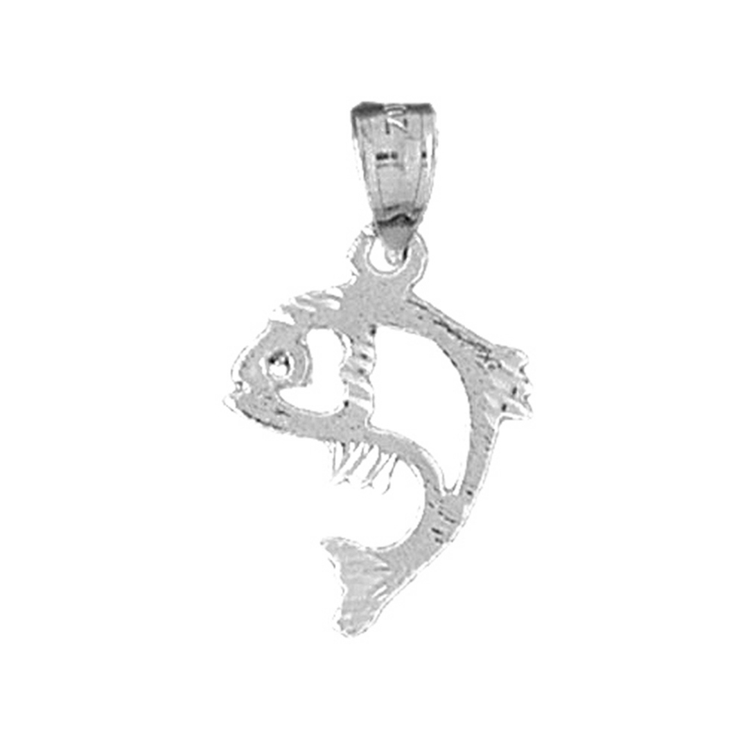 Jewels Obsession 14K White Gold 25mm Dolphin Pendant