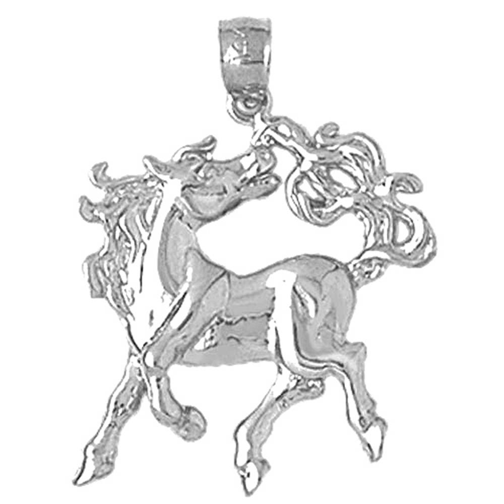 Jewels Obsession 18K White Gold 28mm Horse Pendant