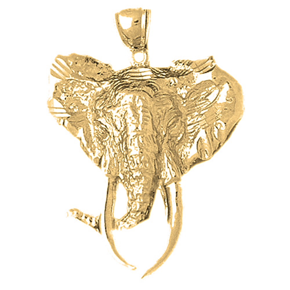 Jewels Obsession 14K Yellow Gold 36mm Elephant Pendant
