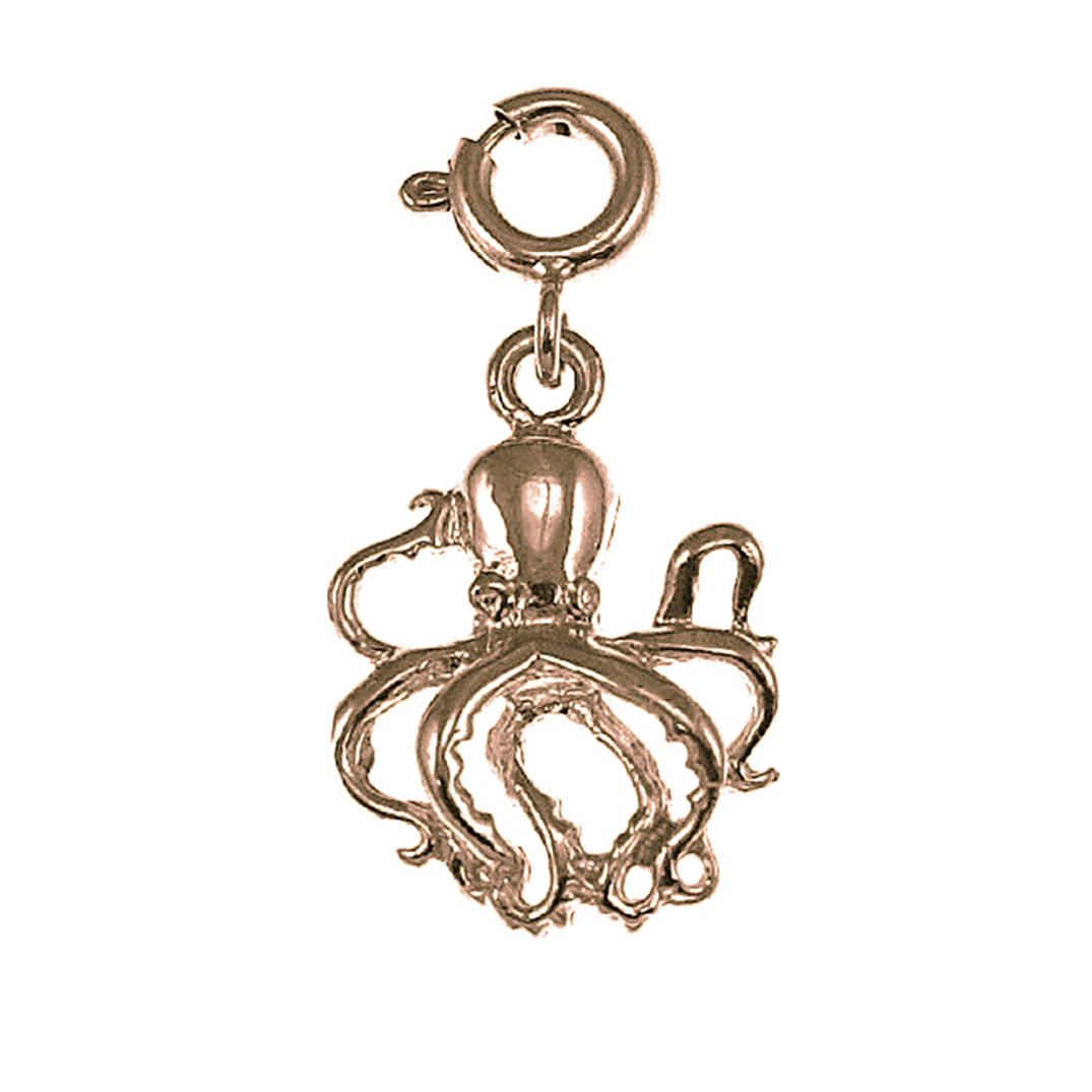Jewels Obsession 14K Rose Gold 23mm Octopus Pendant