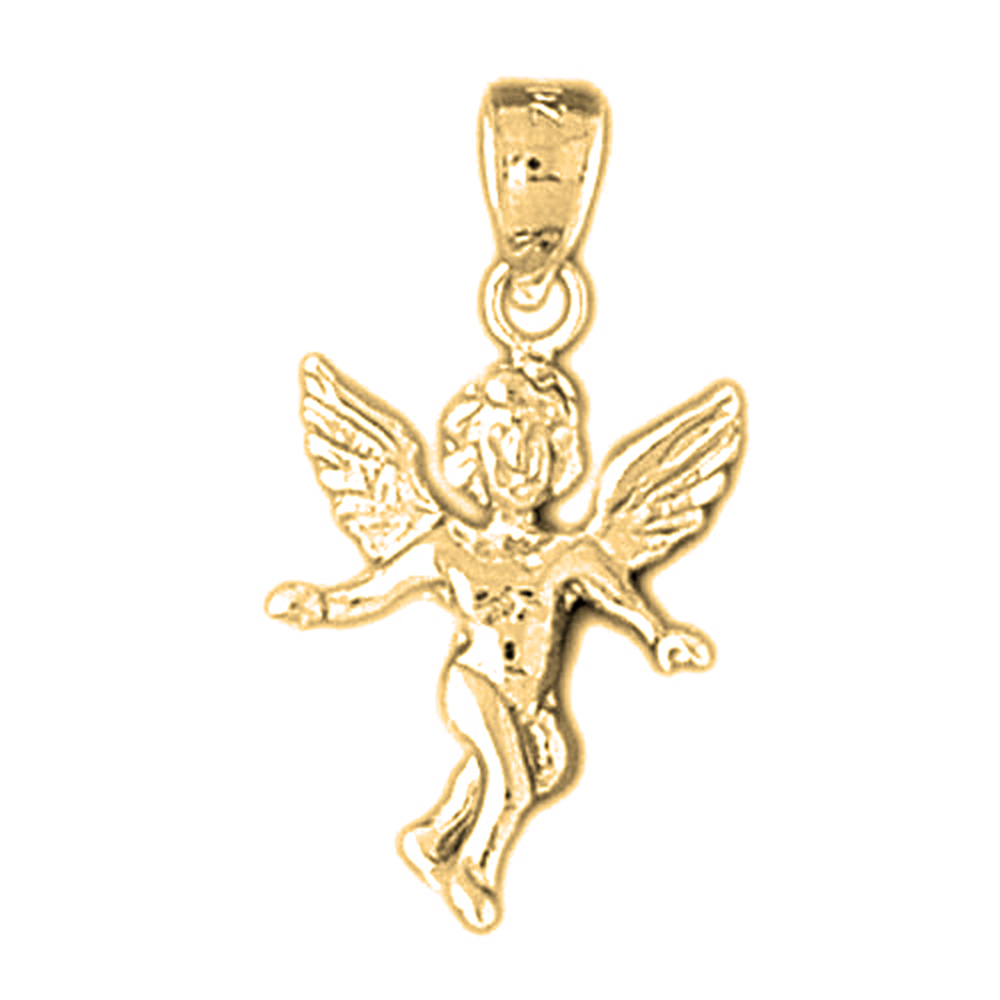 Jewels Obsession 14K Yellow Gold 24mm Angel Pendant