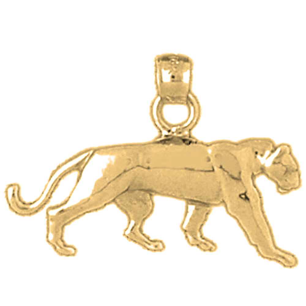 Jewels Obsession 14K Yellow Gold 17mm Panther Pendant
