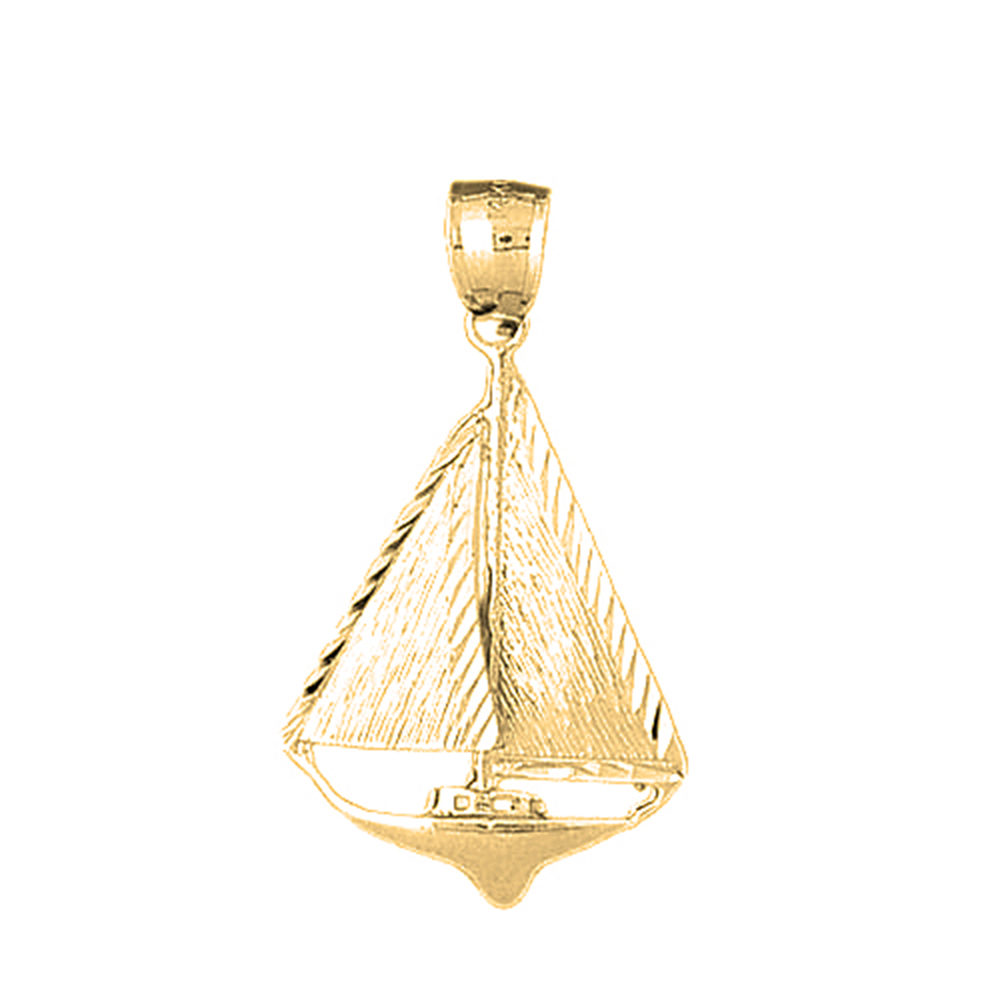 Jewels Obsession 18K Yellow Gold 38mm Sailboat Pendant