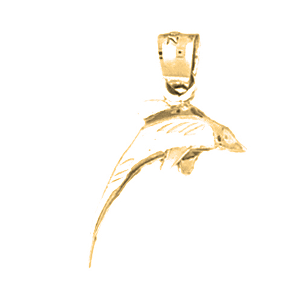 Jewels Obsession 14K Yellow Gold 24mm Dolphin Pendant