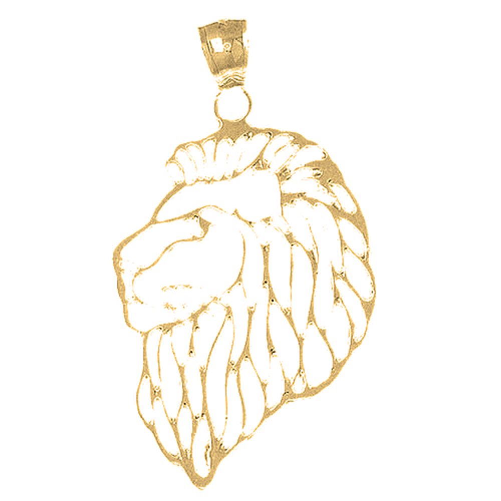 Jewels Obsession 18K Yellow Gold 47mm Lion Head Pendant