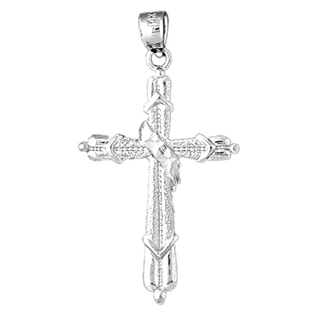 Jewels Obsession 14K White Gold 40mm Methodist Cross Pendant