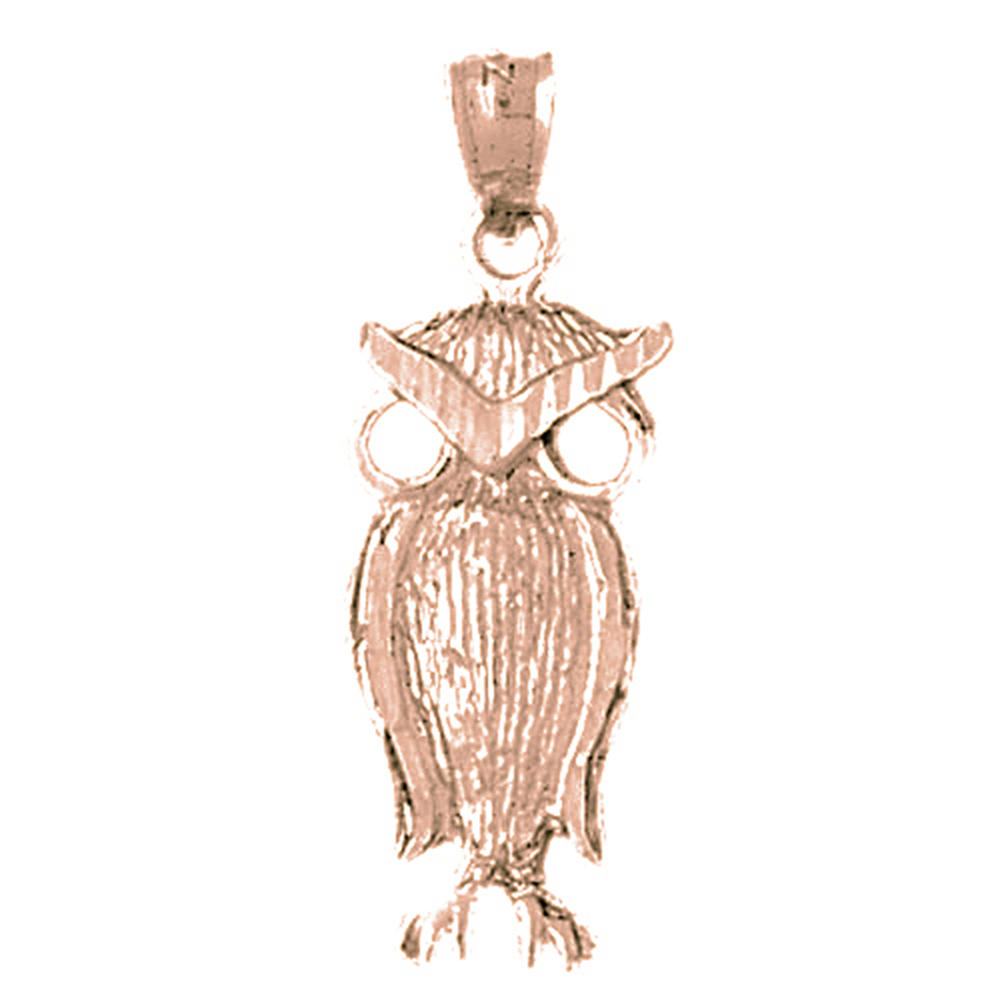 Jewels Obsession 14K Rose Gold 30mm Owl Pendant