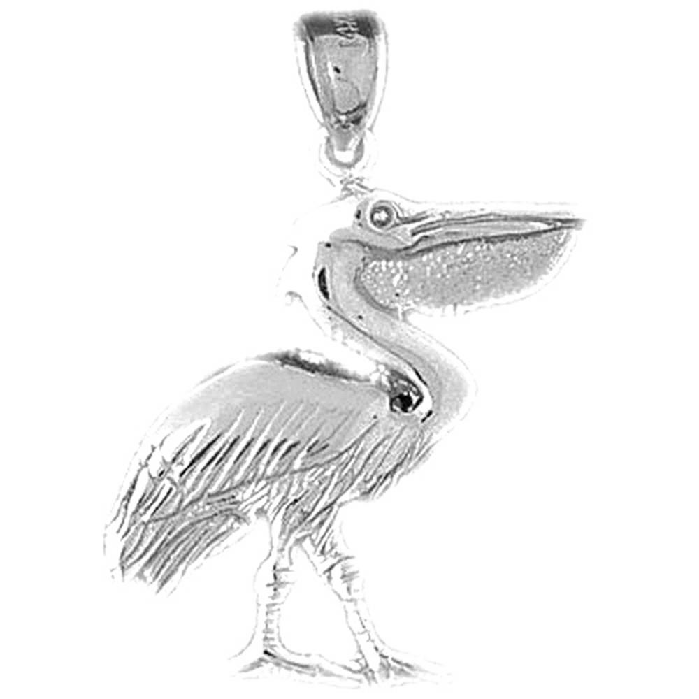 Jewels Obsession 18K White Gold 30mm Pelican Pendant
