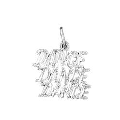 Jewels Obsession 14K White Gold 17mm Dance Dance Dance Saying Pendant