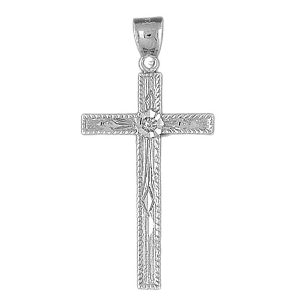 Jewels Obsession 18K White Gold 48mm Latin Cross Pendant