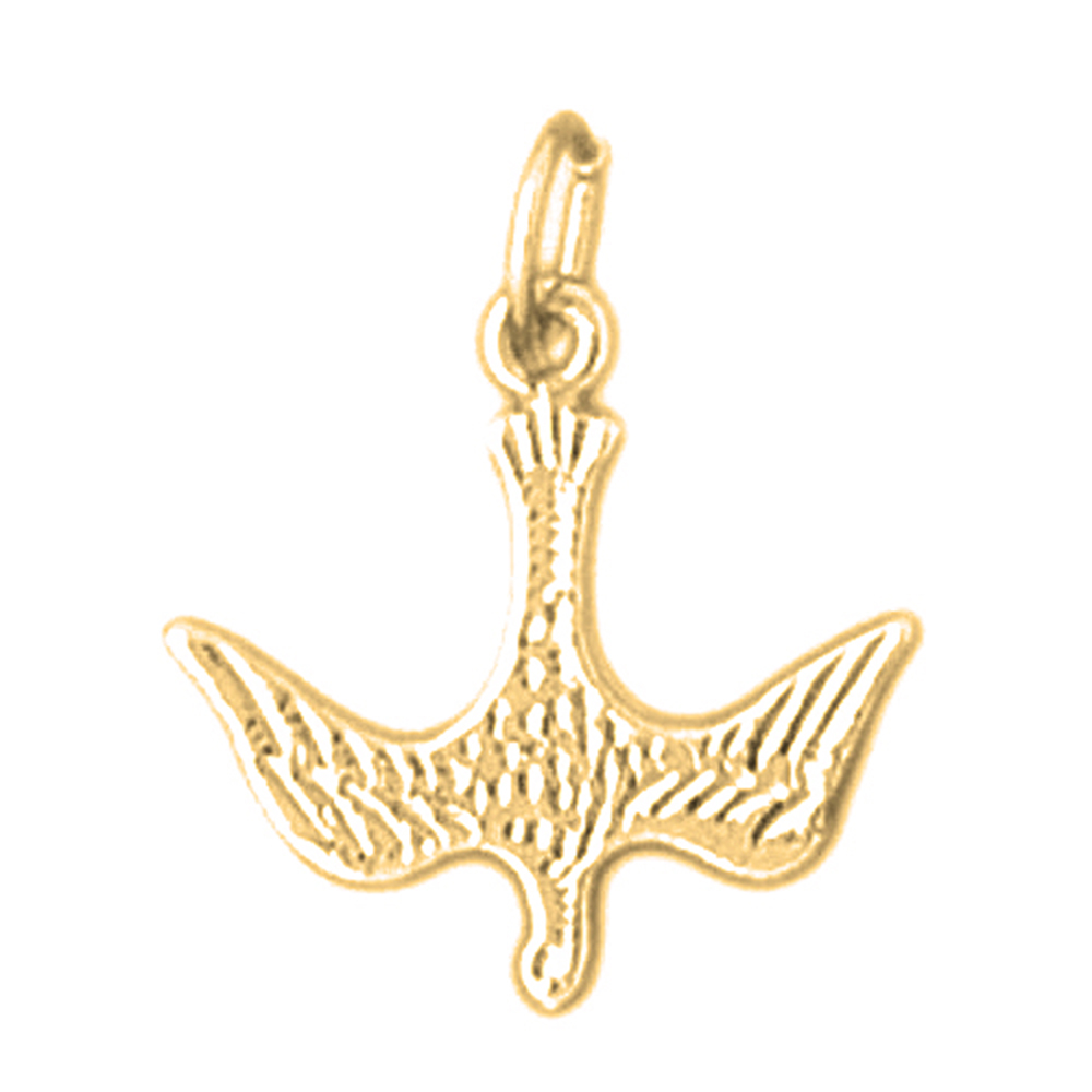 Jewels Obsession 18K Yellow Gold 19mm Dove, Holy Spirit Dove Pendant