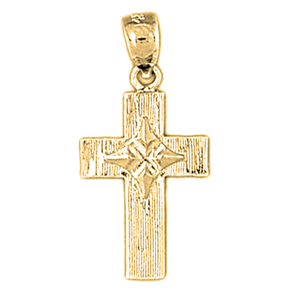 Jewels Obsession 18K Yellow Gold 27mm Latin Cross Pendant