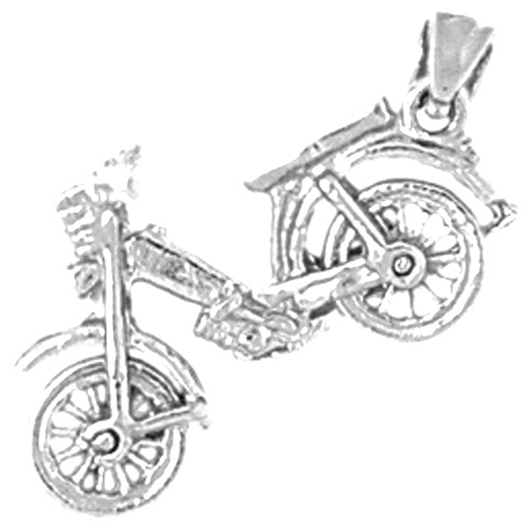 Jewels Obsession 14K White Gold 21mm 3D Moped Pendant