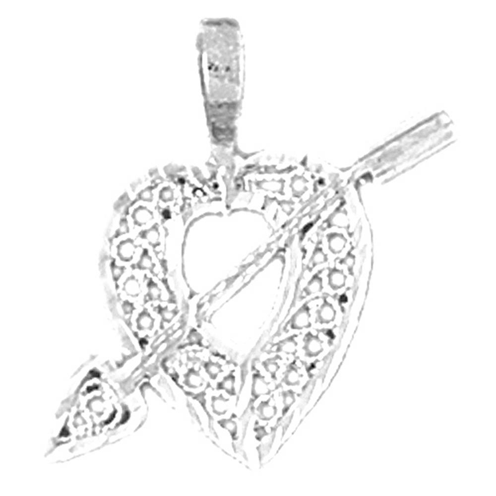 Jewels Obsession 18K White Gold 19mm Heart With Arrow Pendant
