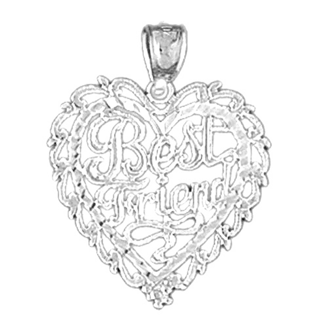 Jewels Obsession 18K White Gold 26mm Best Friend In Heart Pendant