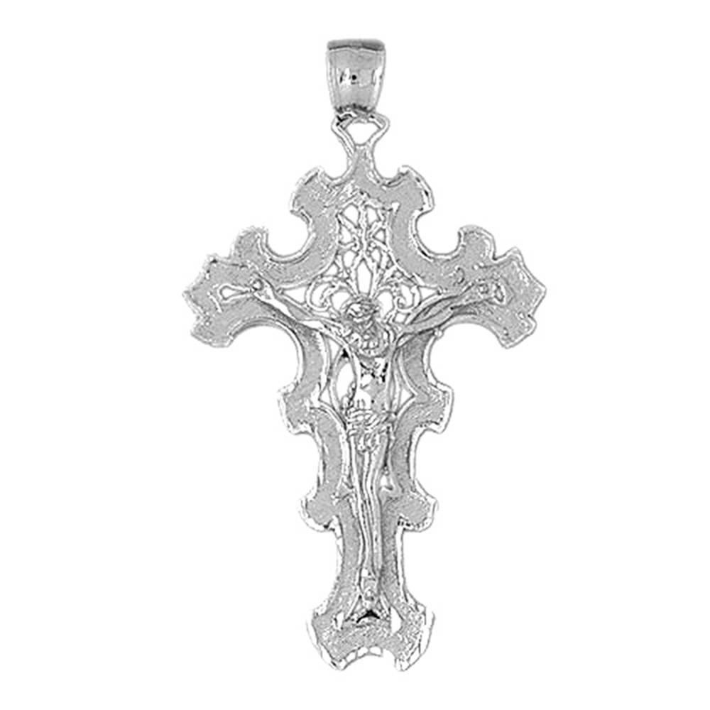 Jewels Obsession 18K White Gold 55mm Crucifix Pendant