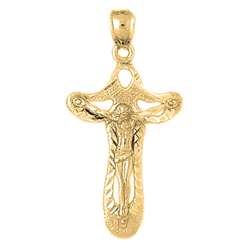 Jewels Obsession 14K Yellow Gold 39mm Crucifix Pendant