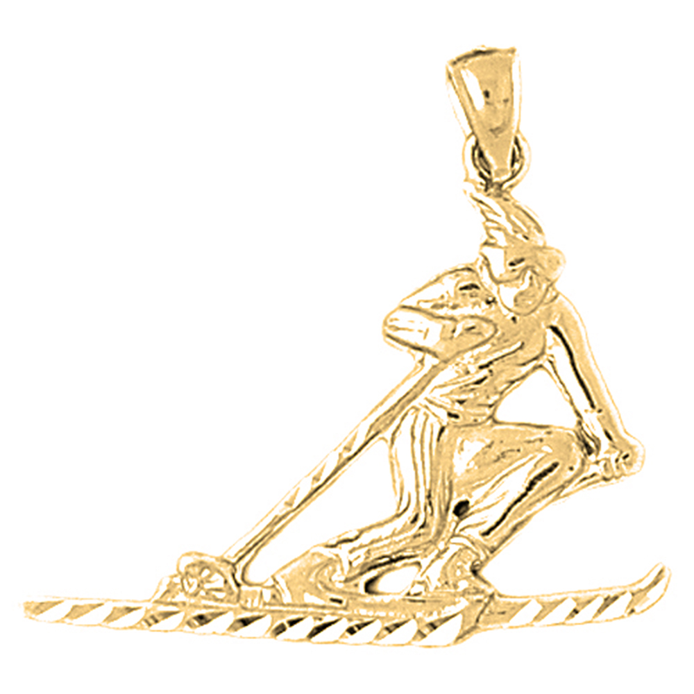 Jewels Obsession 18K Yellow Gold 29mm Skier Pendant