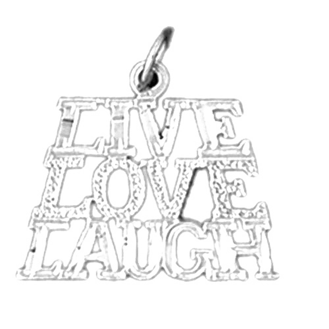 Jewels Obsession 14K White Gold 19mm Live Love Laugh Saying Pendant