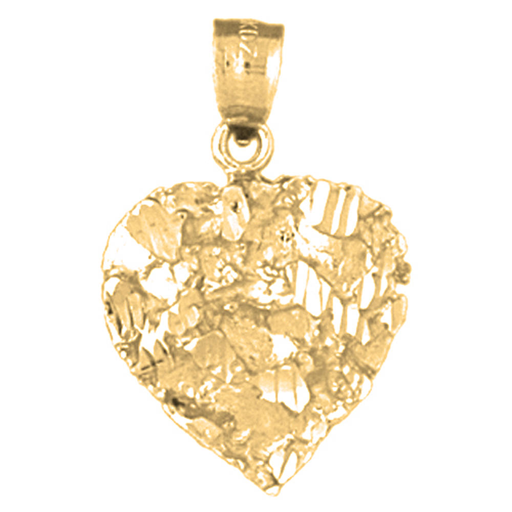 Jewels Obsession 18K Yellow Gold 25mm Nugget Heart Pendant