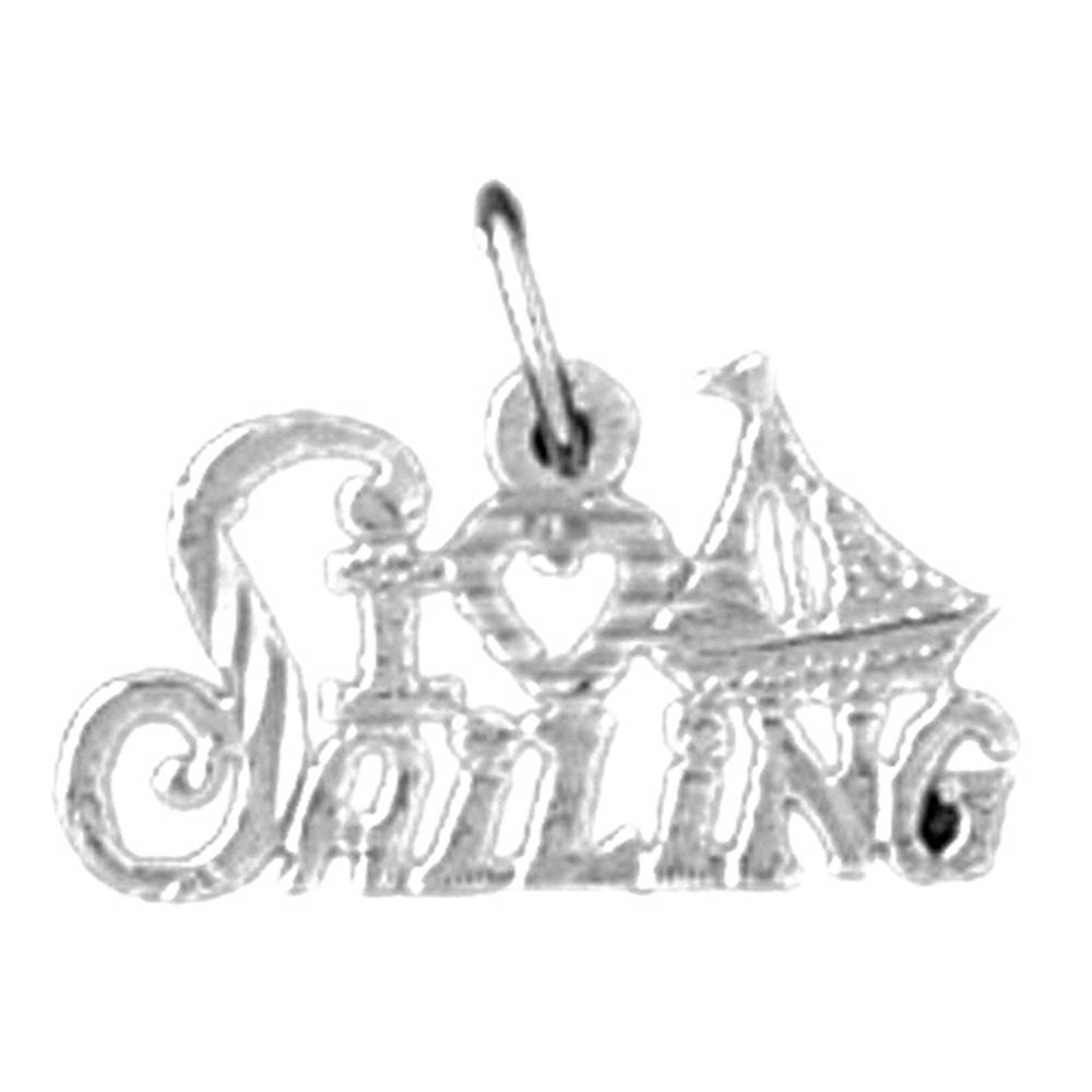 Jewels Obsession 14K White Gold 12mm I Love Sailing Pendant