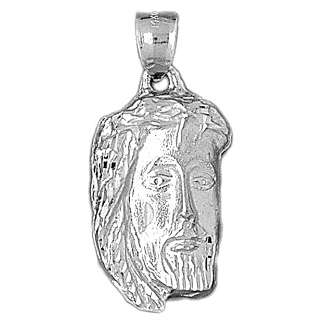 Jewels Obsession 14K White Gold 37mm Jesus Face Pendant