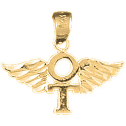 Jewels Obsession 14K Yellow Gold 17mm O.T. Occupational Therapist Pendant