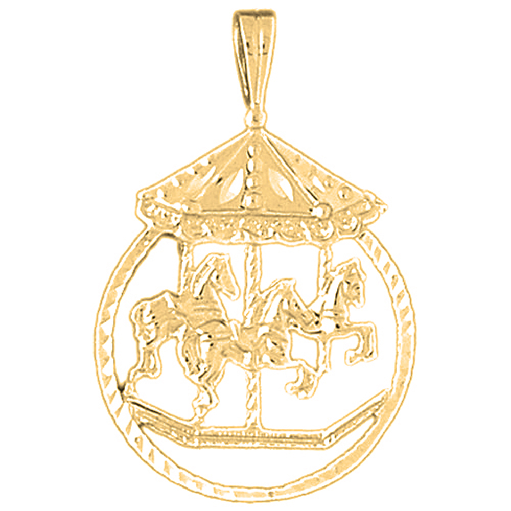 Jewels Obsession 10K Yellow Gold 35mm Carousel Horse Pendant