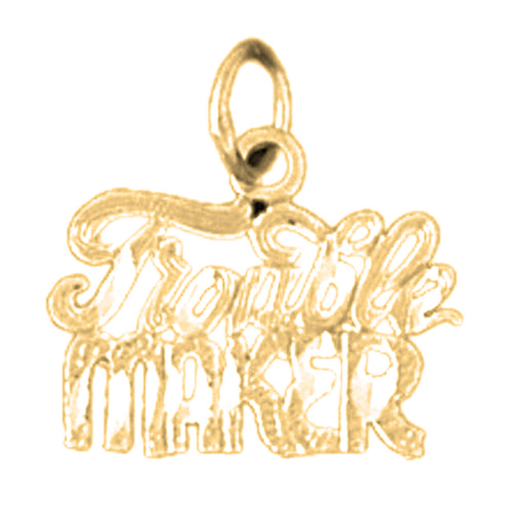 Jewels Obsession 18K Yellow Gold 16mm Trouble Maker Saying Pendant