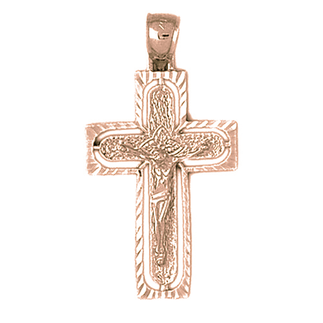 Jewels Obsession 14K Rose Gold 37mm Crucifix Pendant