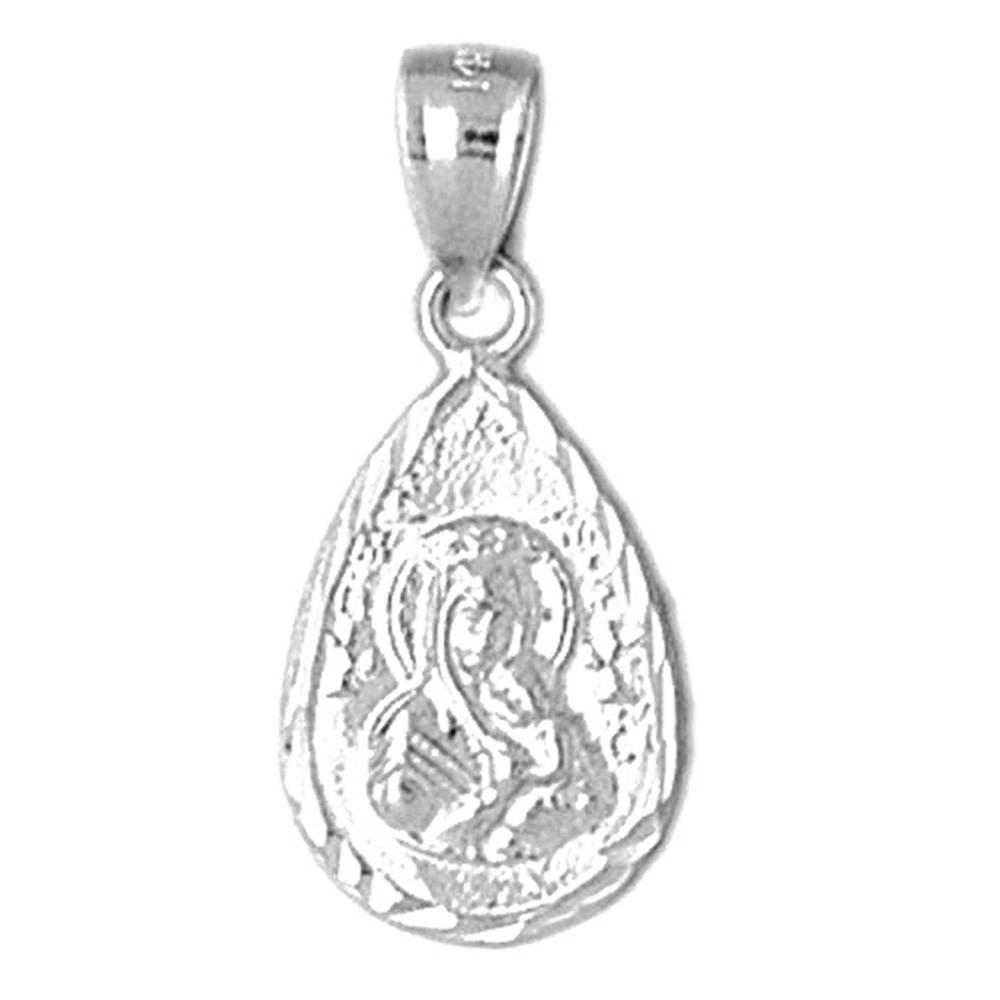 Jewels Obsession 18K White Gold 24mm Our Lady Guadalupe Pendant