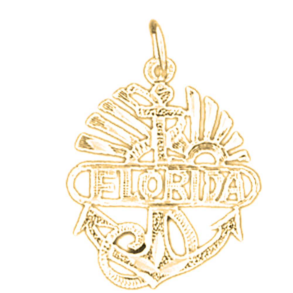 Jewels Obsession 14K Yellow Gold 23mm Florida Pendant
