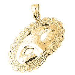 Jewels Obsession 18K Yellow Gold 33mm Lace Masquerade Mask Pendant