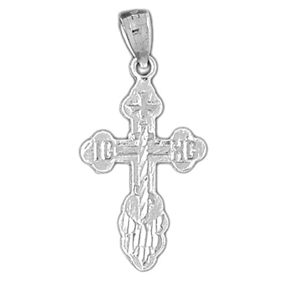 Jewels Obsession 18K White Gold 32mm St. Nicholas's Cross Pendant