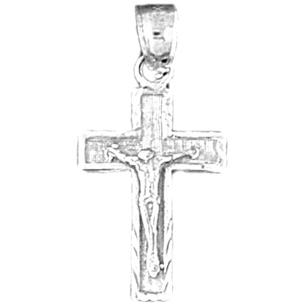 Jewels Obsession 18K White Gold 25mm Latin Crucifix Pendant