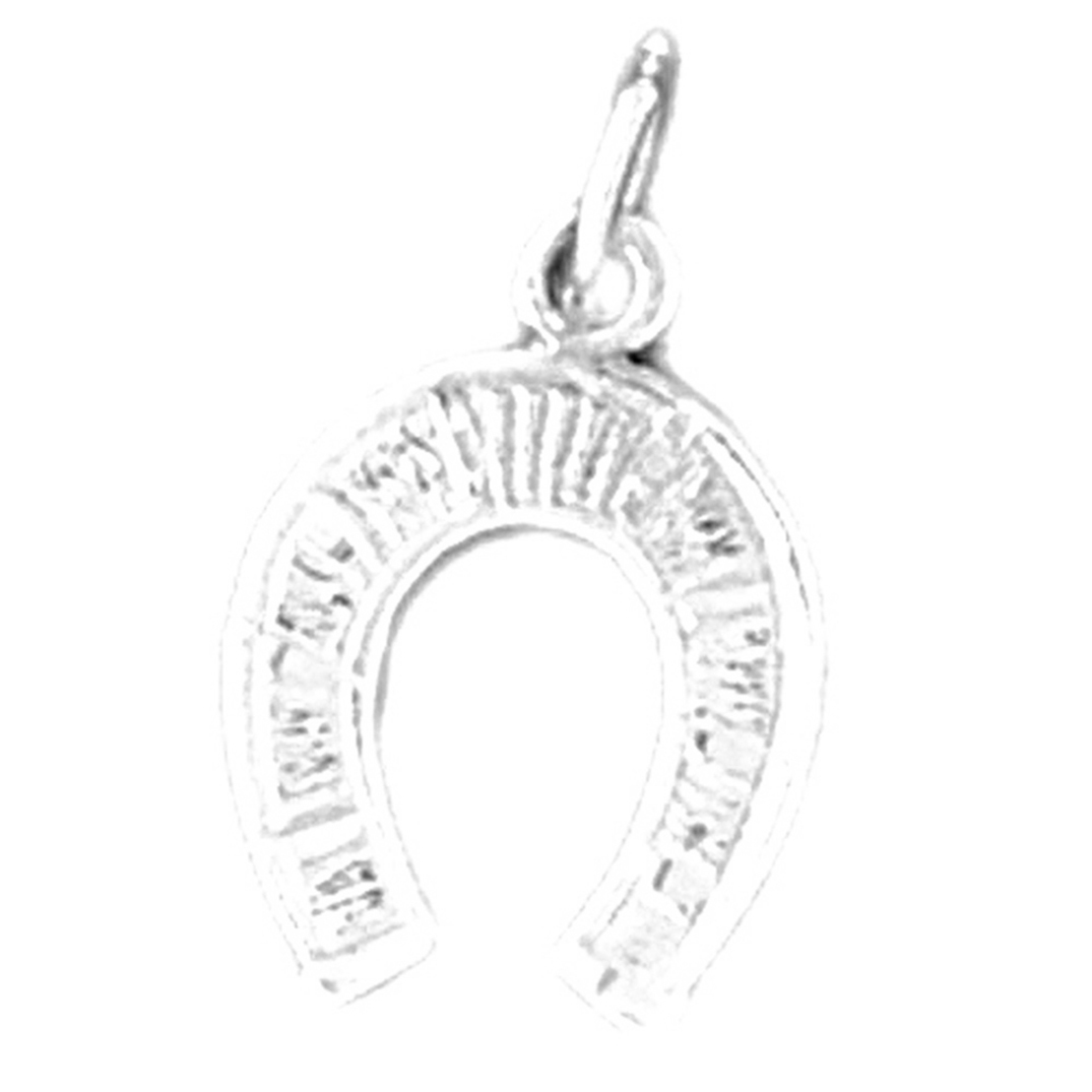 Jewels Obsession 18K White Gold 18mm Horse Shoe Pendant