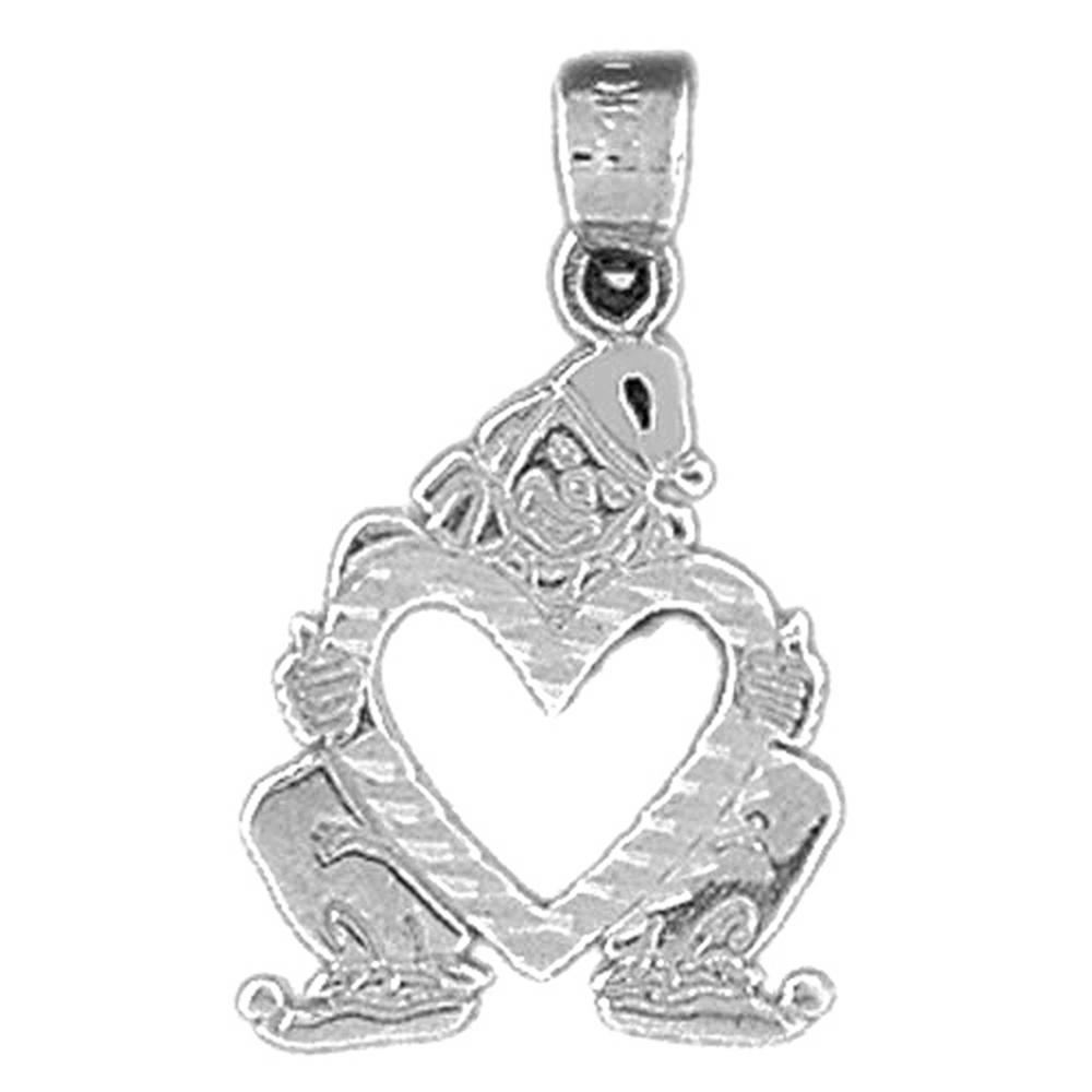 Jewels Obsession 14K White Gold 23mm Clown Pendant