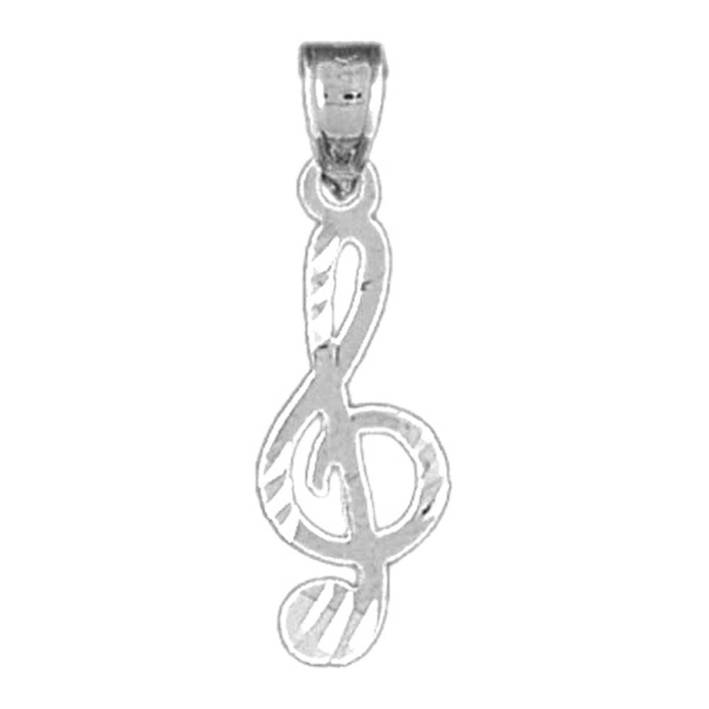 Jewels Obsession 18K White Gold 24mm Treble Clef Pendant