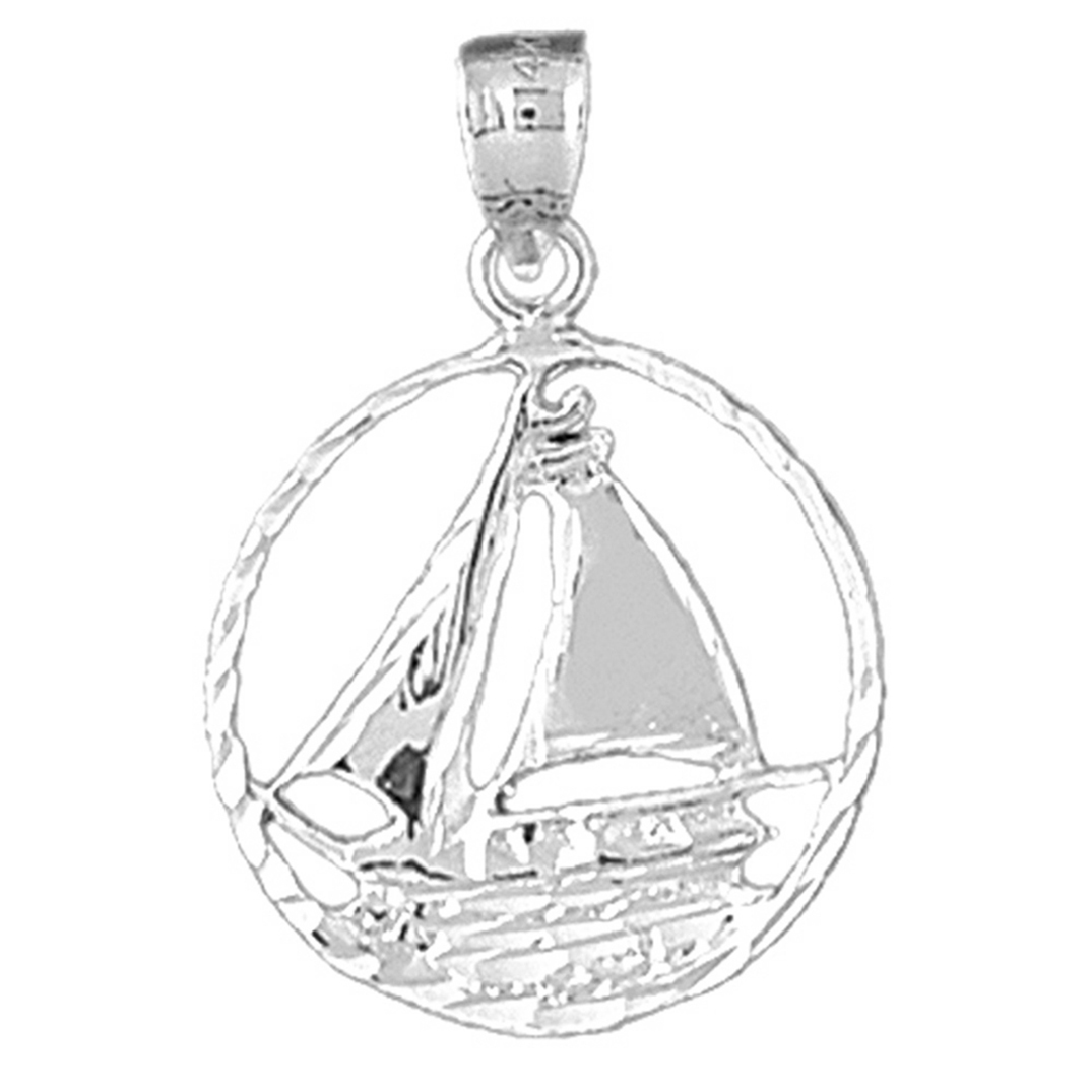 Jewels Obsession Sterling Silver Sailboat Pendant - 28 mm
