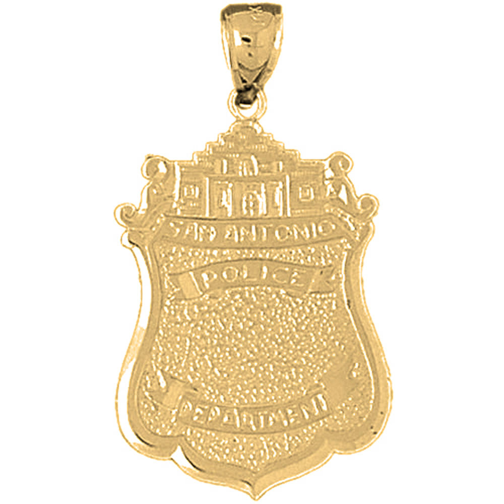 Jewels Obsession Yellow Gold-plated 925 Sterling Silver San Antonio Police Pendant - 38 mm