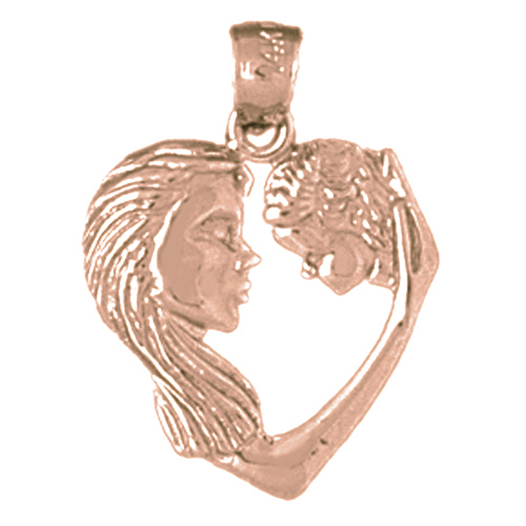 Jewels Obsession Rose Gold-plated 925 Sterling Silver Mother And Child Heart Pendant - 22 mm