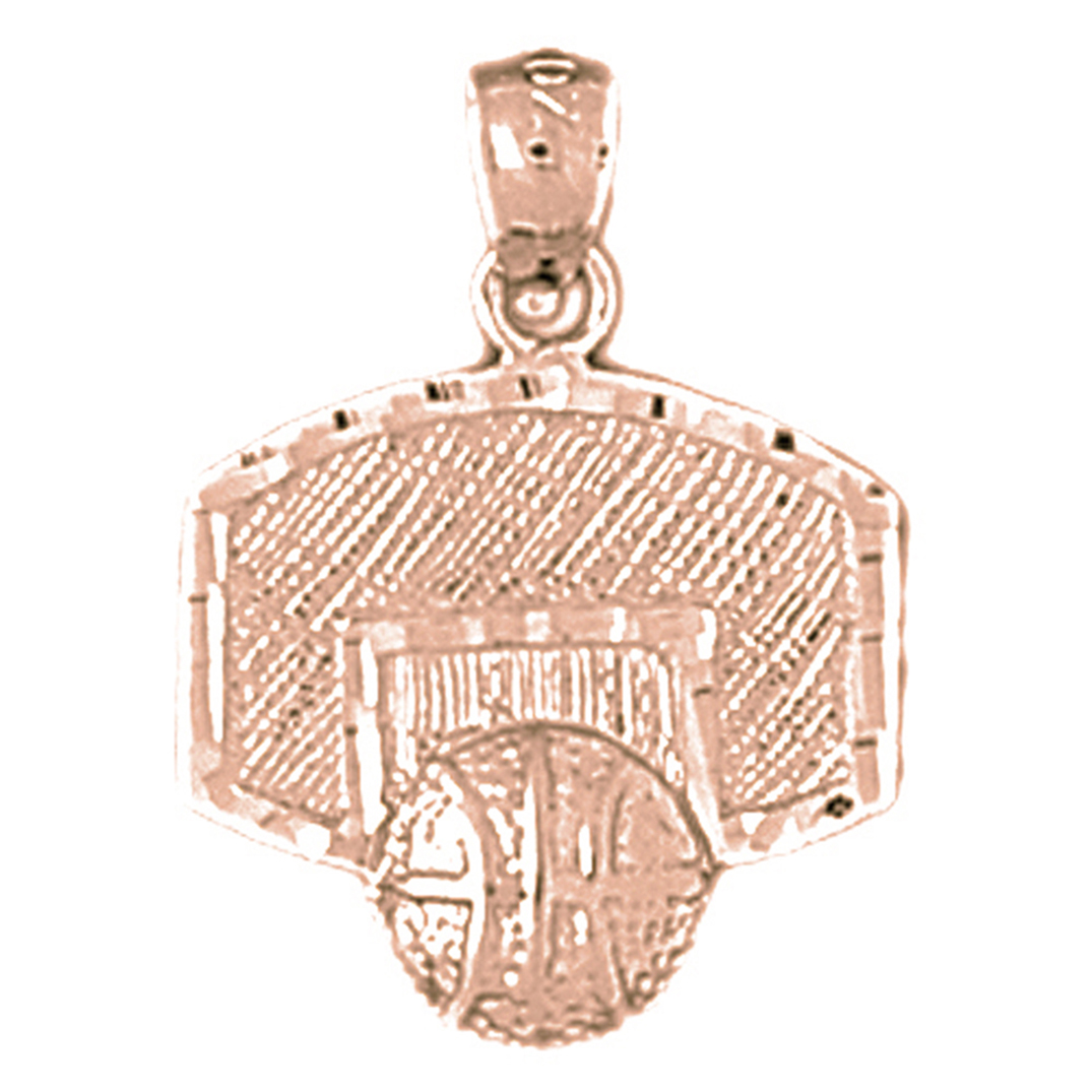 Jewels Obsession Rose Gold-plated 925 Sterling Silver Basketball Basket Pendant - 21 mm